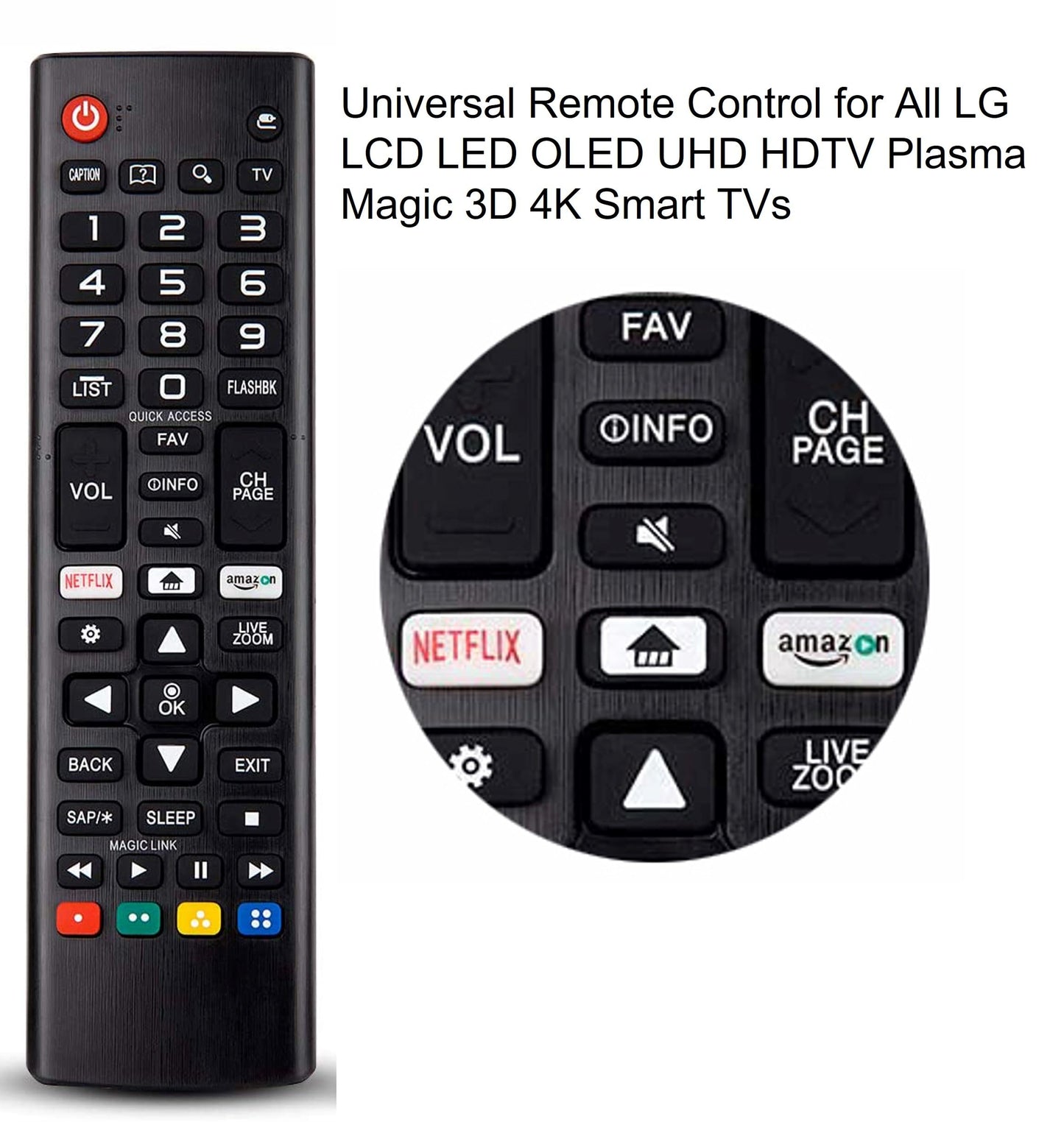 Universal AKB75095307 Remote Compatible for All LG LCD LED 3D HDTV Smart TVs AKB75375604 AKB74915305 AKB76040302