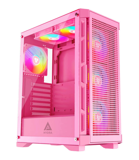 Apevia Hydra-PK Hydra Mid Tower Gaming PC Case w/ 6X 120mm ARGB Fans, 366 RGB Light Modes, High Performance Breathable Airflow Mesh Front Panel