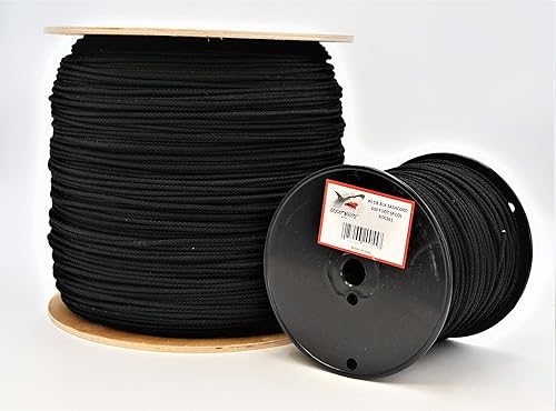 GREAT WHITE Trick Line/Tie Line, Black, 300ft. Unglazed, USA, Cotton Cover with Polyester Core for Added Strength, Theatrical Cord, Multipurpose
