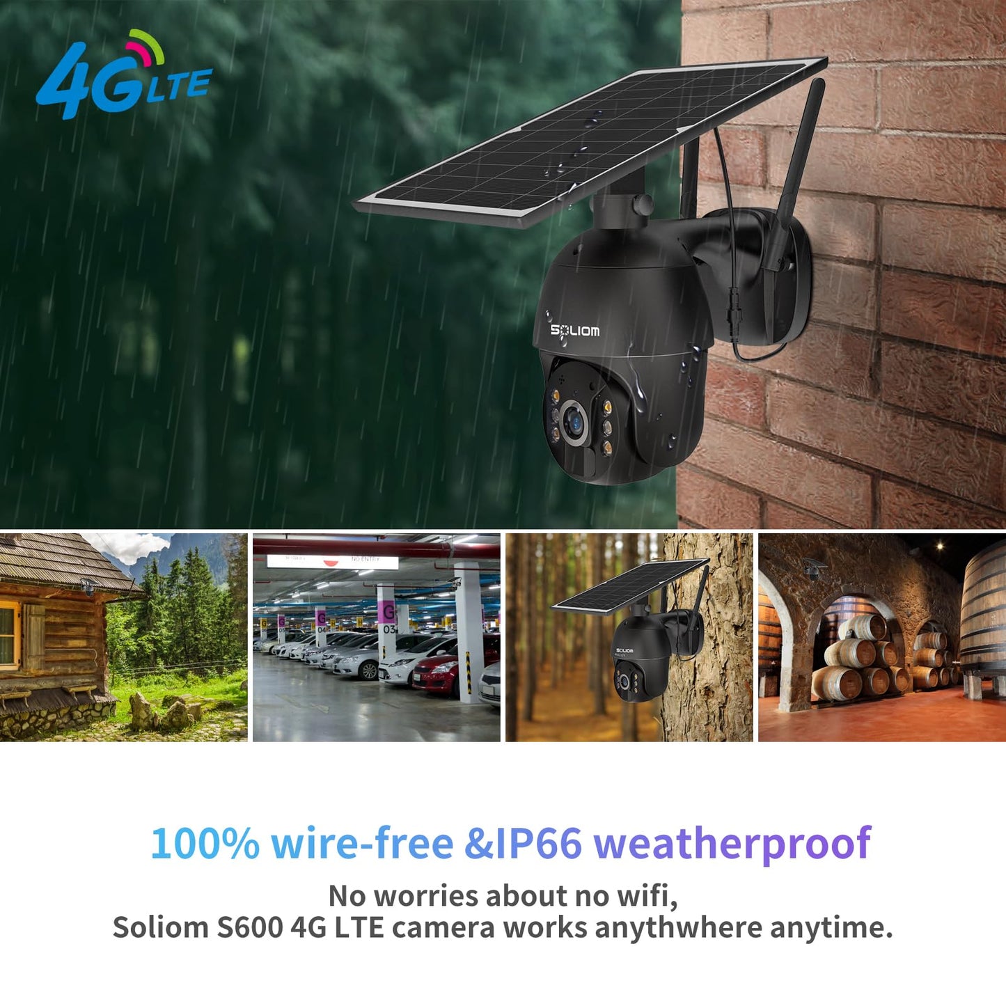 S600 4G LTE Security Camera Outdoor, Solar Powered Cellular Security Camera Wireless, Pan Tilt 360°View Full,1080P Night Vision, 2 Way Talk, PIR