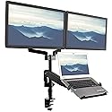 VIVO Laptop and Dual 17 to 32 inch Monitor Pneumatic Arm Mount, Fits 2 Flat or Curved Computer Screens and 10 to 15.6 Inch Notebooks, Laptop Tray