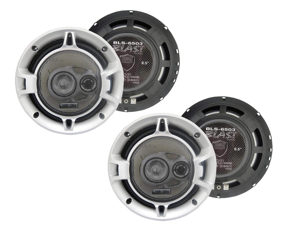 Absolute USA 4 X BLS-6503 Blast Series 6.5 Inches 3 Way Car Speakers 640 Watts Max Power