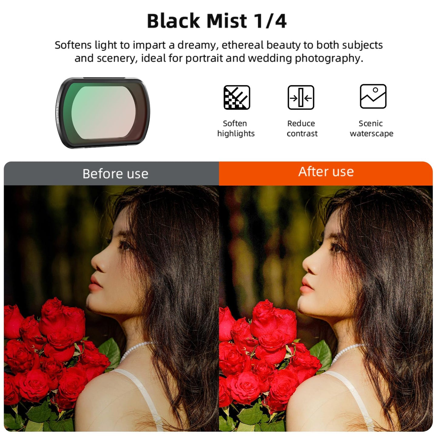 BRDRC Pocket 3 ND CPL Filters Set, 3 Pack - CPL + Black Mist Filter 1/4 + ND2-32 Magnetic Lens Filter for DJI Osmo Pocket 3 Creator Combo Camera
