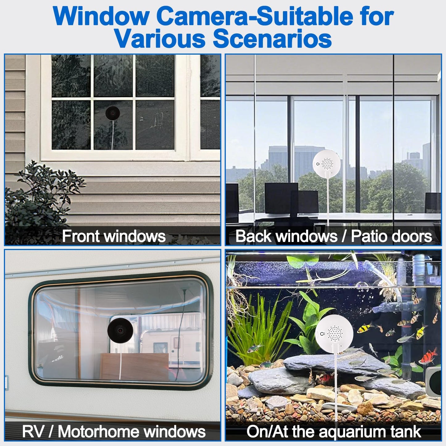 4MP Smart Window Security Camera, WiFi Home Surveillance Camera with Color Night Vision, Motion Detection, 2-Way Audio, AI Human Detection, Easy Mount