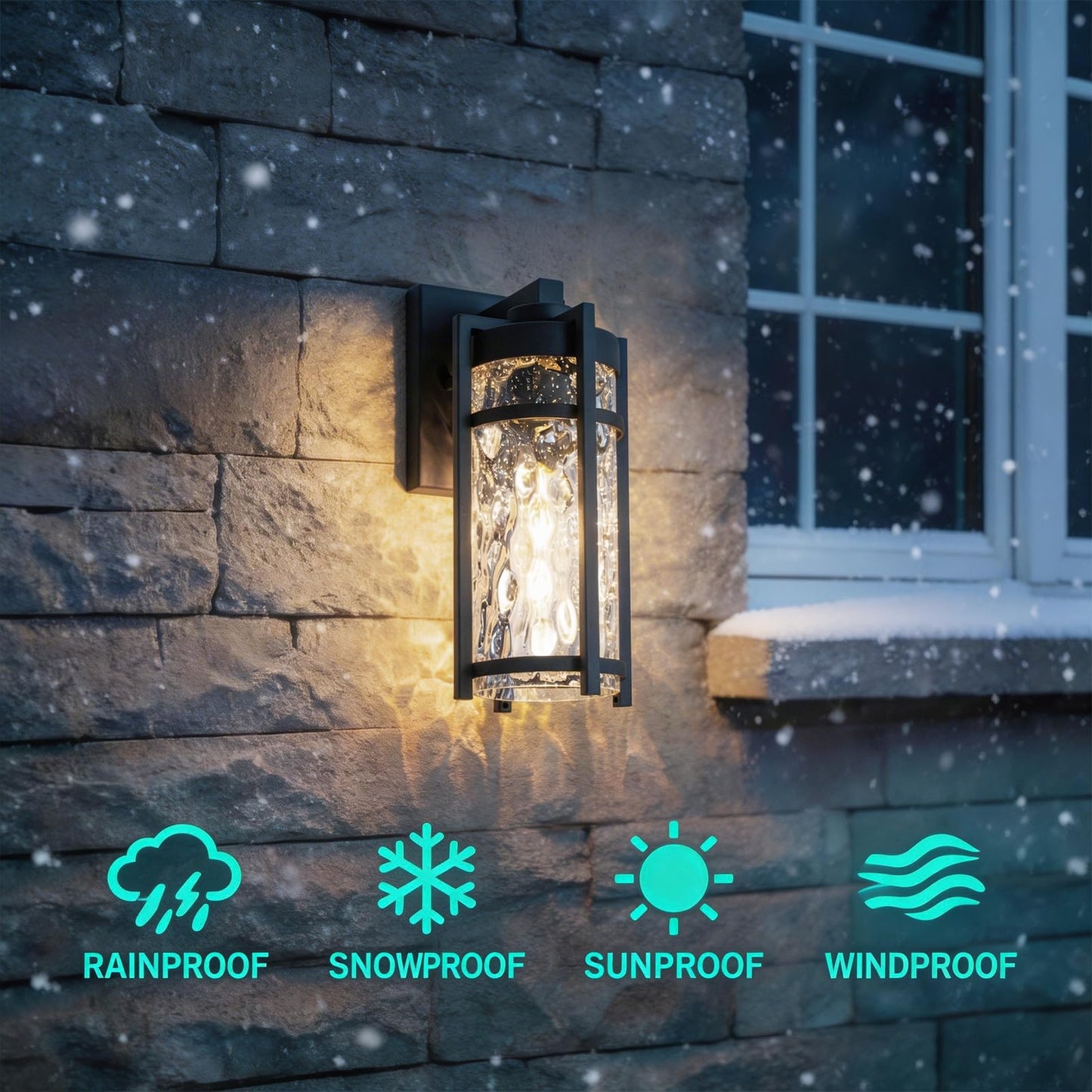 Flynix Outdoor Wall Light Fixtures, Waterproof Front Porch Light, Modern Exterior Lighting with E26 Socket, Wall Sconce Lantern Lamp, Black Outside