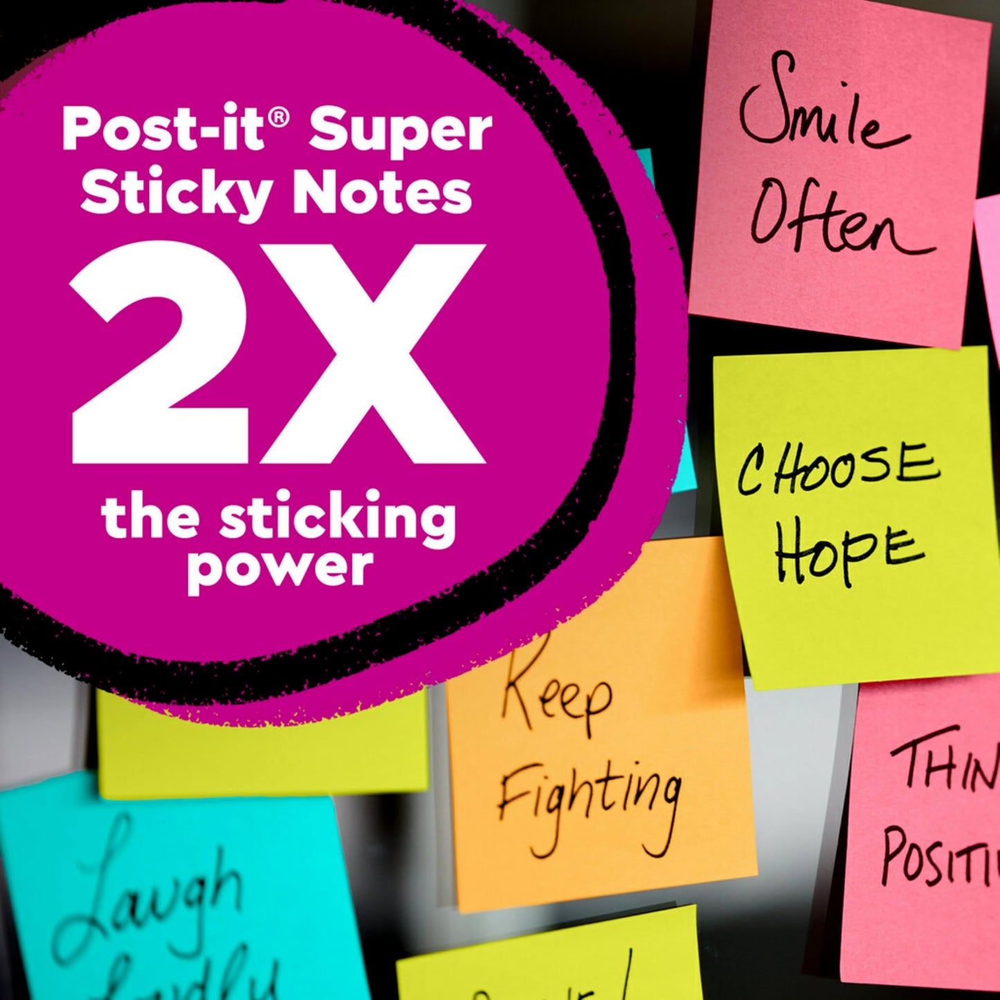 Post-it Super Sticky Dispenser Notes, 3 x 3 in, Neon Fizz, 18 Pads