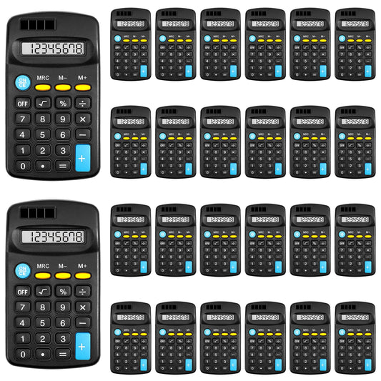 Loccmat 24 Pieces Pocket Calculator,Pocket Size Mini Calculators,Solar Battery Dual Power Function Calculator,8 Digit Display Basic Calculator