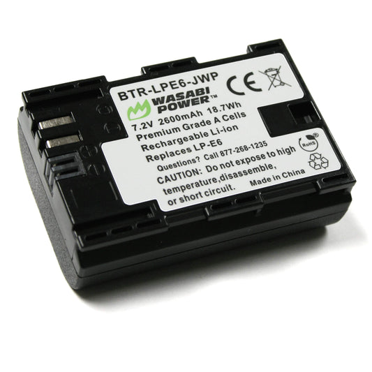 Wasabi Power LP-E6, LP-E6N Battery for Canon EOS 5D Mark II/III/IV, 5DS, 5DS R, 6D, 6D Mark II, 7D, 7D Mark II, 70D, 80D, 90D, R, R5, R6, Ra, XC10