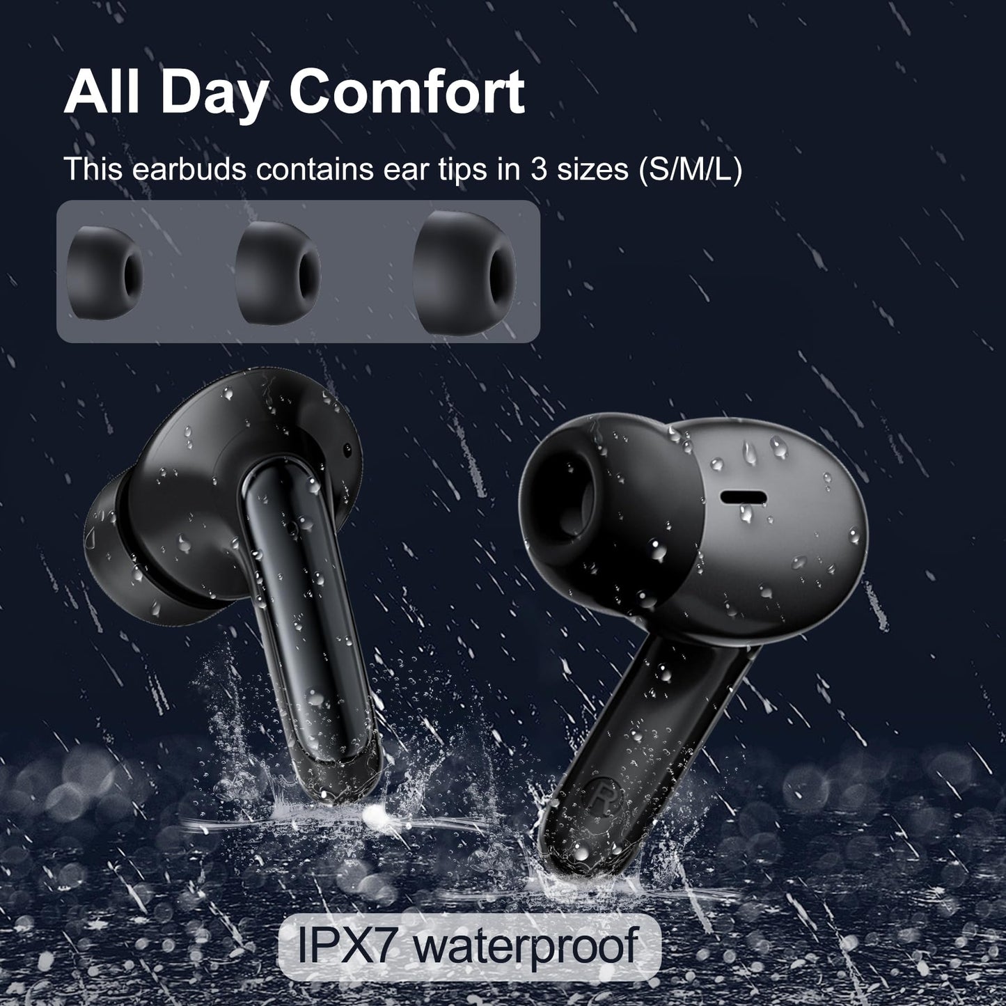 Earbuds, Wireless Earbuds 2026 Bluetooth 5.3 Headphones, 56Hrs Hi-Fi Stereo Deep Bass Earphones with 4 ENC Noise Cancelling Headphones Mics, IPX7