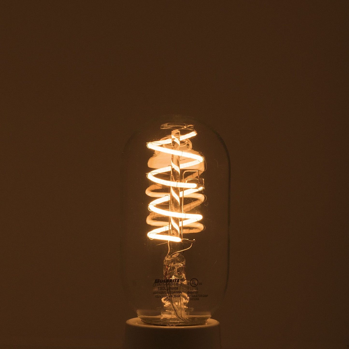 Bulbrite Pack of (2) 4 Watt Dimmable Antique Nostalgic Curved Filament T14 Medium (E26) LED Bulb - 2200K and 85 CRI
