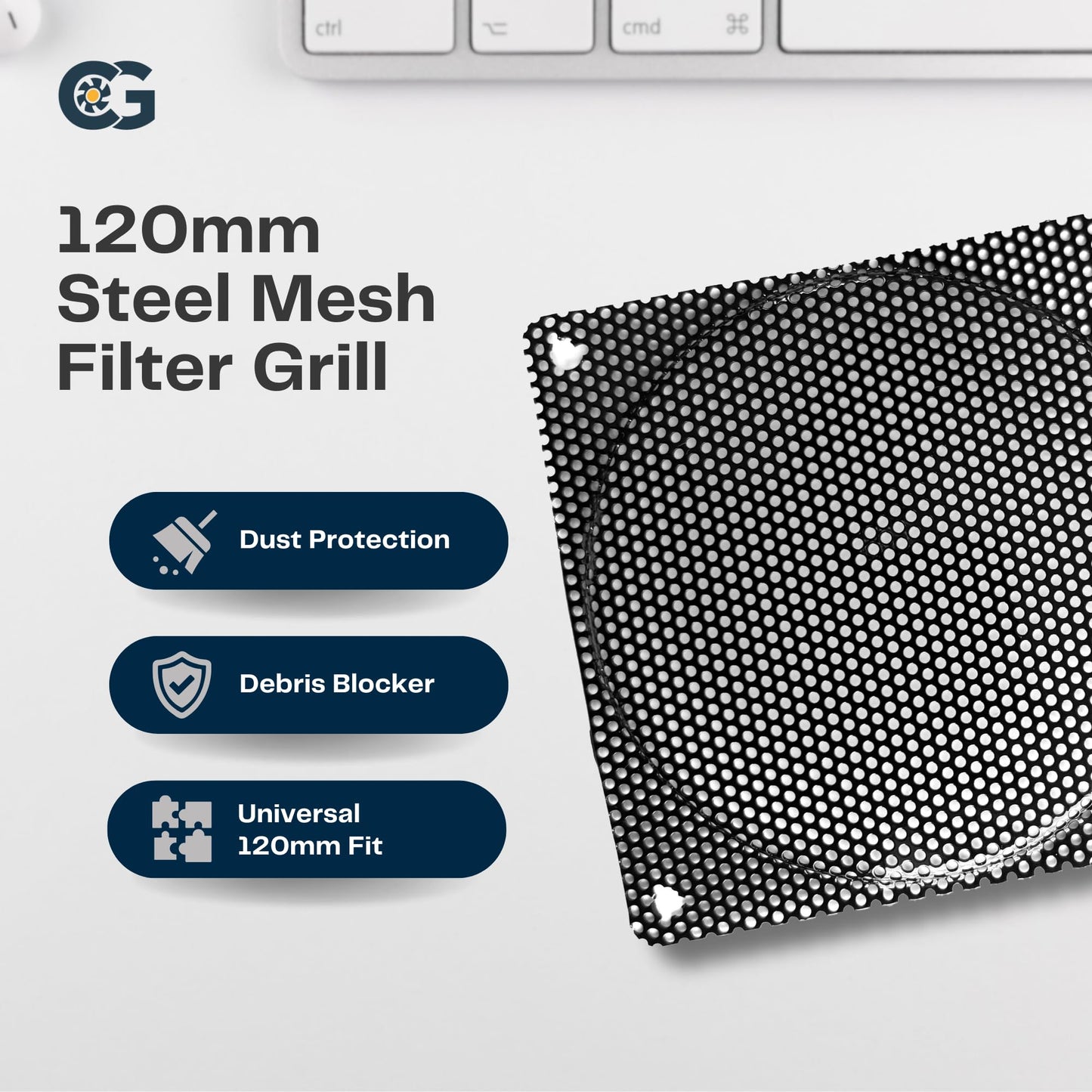 OKGEAR 120mm Black Steel Mesh Filter Grill w/1.1mm Diameter Hole