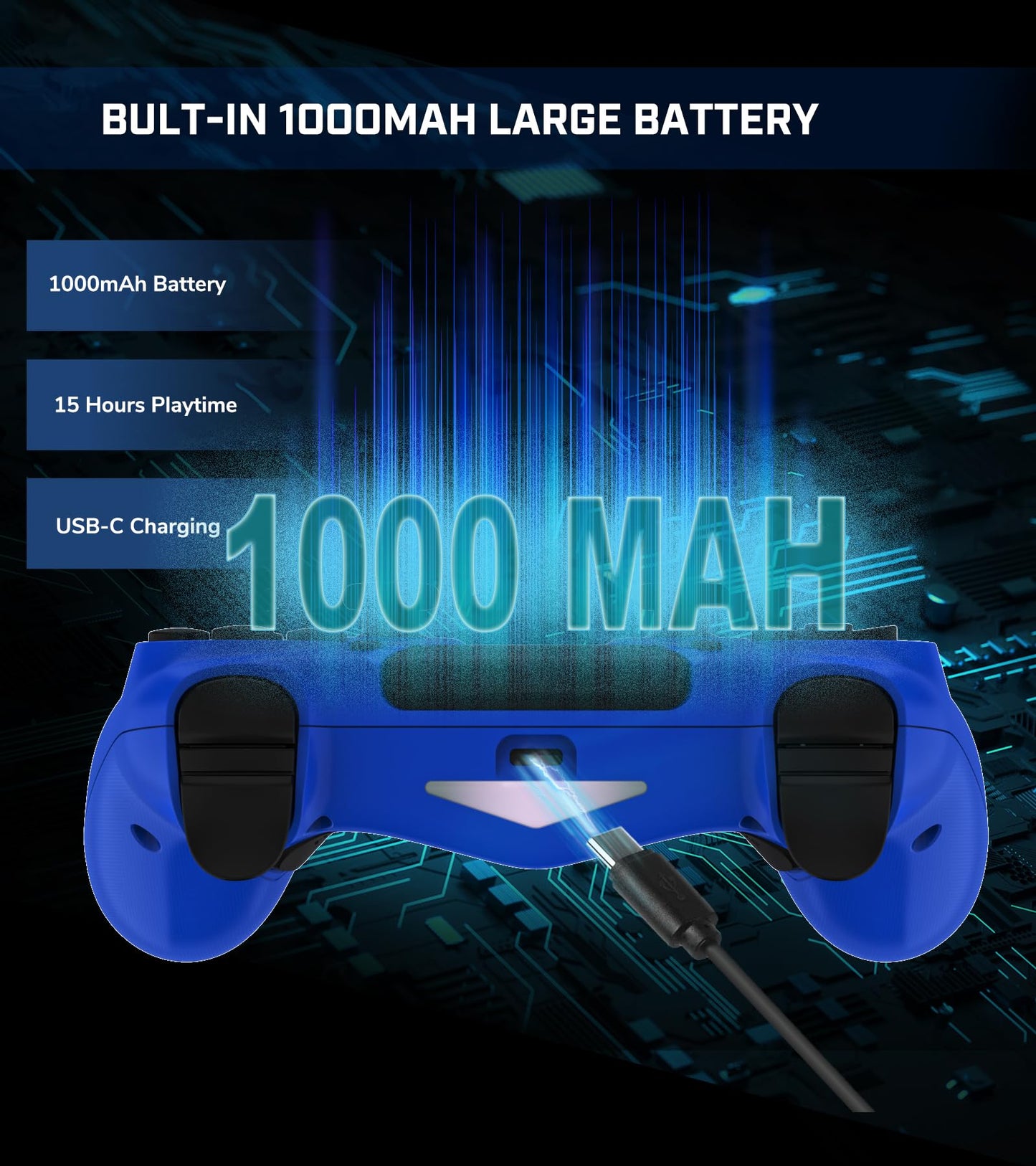 TJPD 2-Pack Wireless Controller for PS4/Pro/Slim & PC?2 Programmable Rear Buttons, RGB Lighting, 800mAh Battery, Dual Vibration, 6-Axis Gyro, Built-in