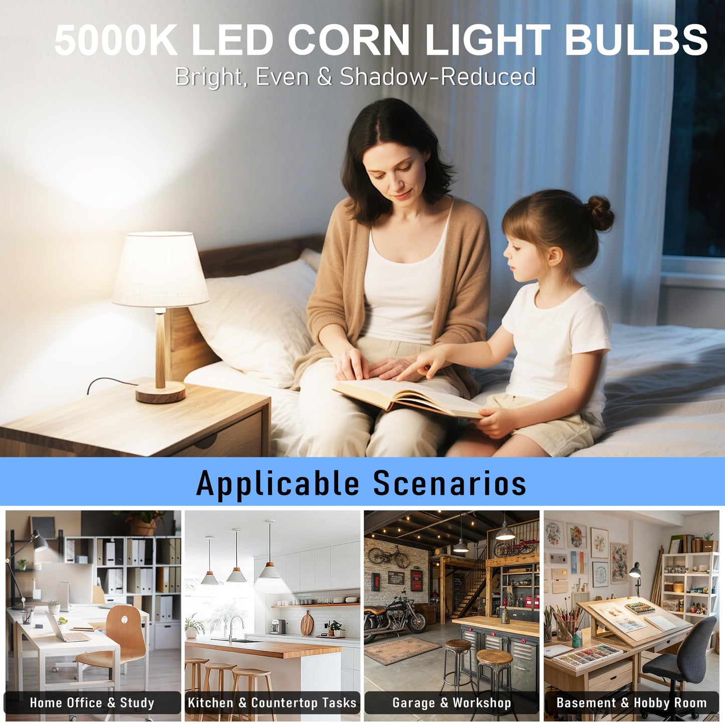 TEXTHELL LED Corn Light Bulb 40W, 5000LM 5000K Daylight White, 300W Equivalent E26/E27 Medium Base, 2-Pack High Bay Corn Bulbs for Garage Warehouse