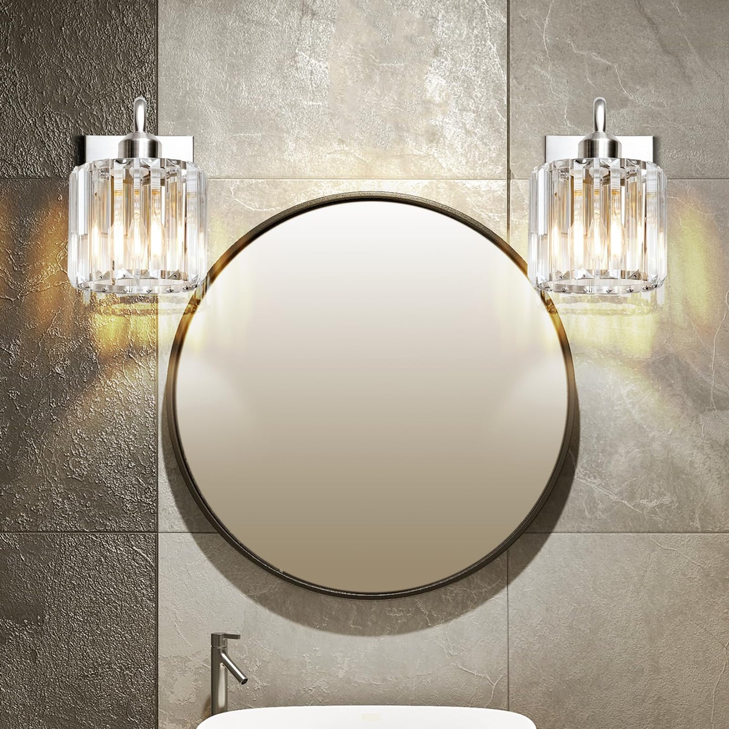 Brushed Nickel 1 Light Bathroom Vanity Light Over Mirror - Chrome Option
