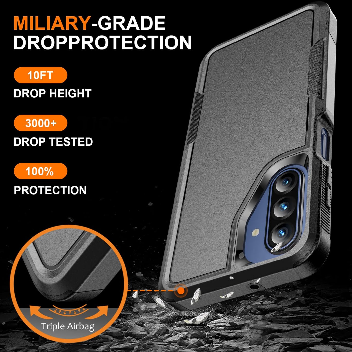 Ezanmull for Samsung Galaxy A17 5G Phone Case, [Military Grade Drop Protection] [Glass Screen Protector + Camera Lens Protector] Non-Slip Shockproof