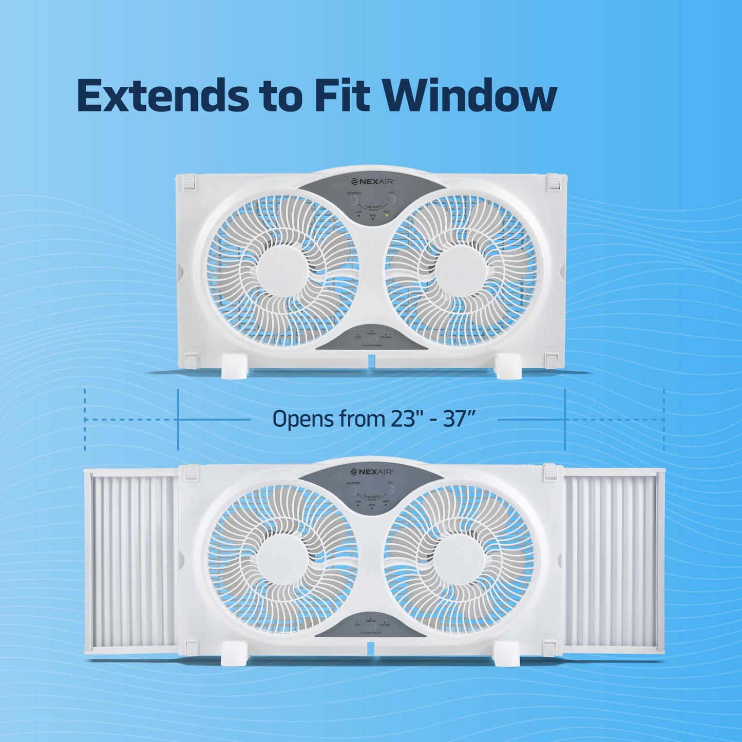 Nexair 9" Twin Window fan with Remote Control, 3 Speed Bedroom window fan reversible Airflow Exhaust And Intake Quiet Operation, Fan Window Easy