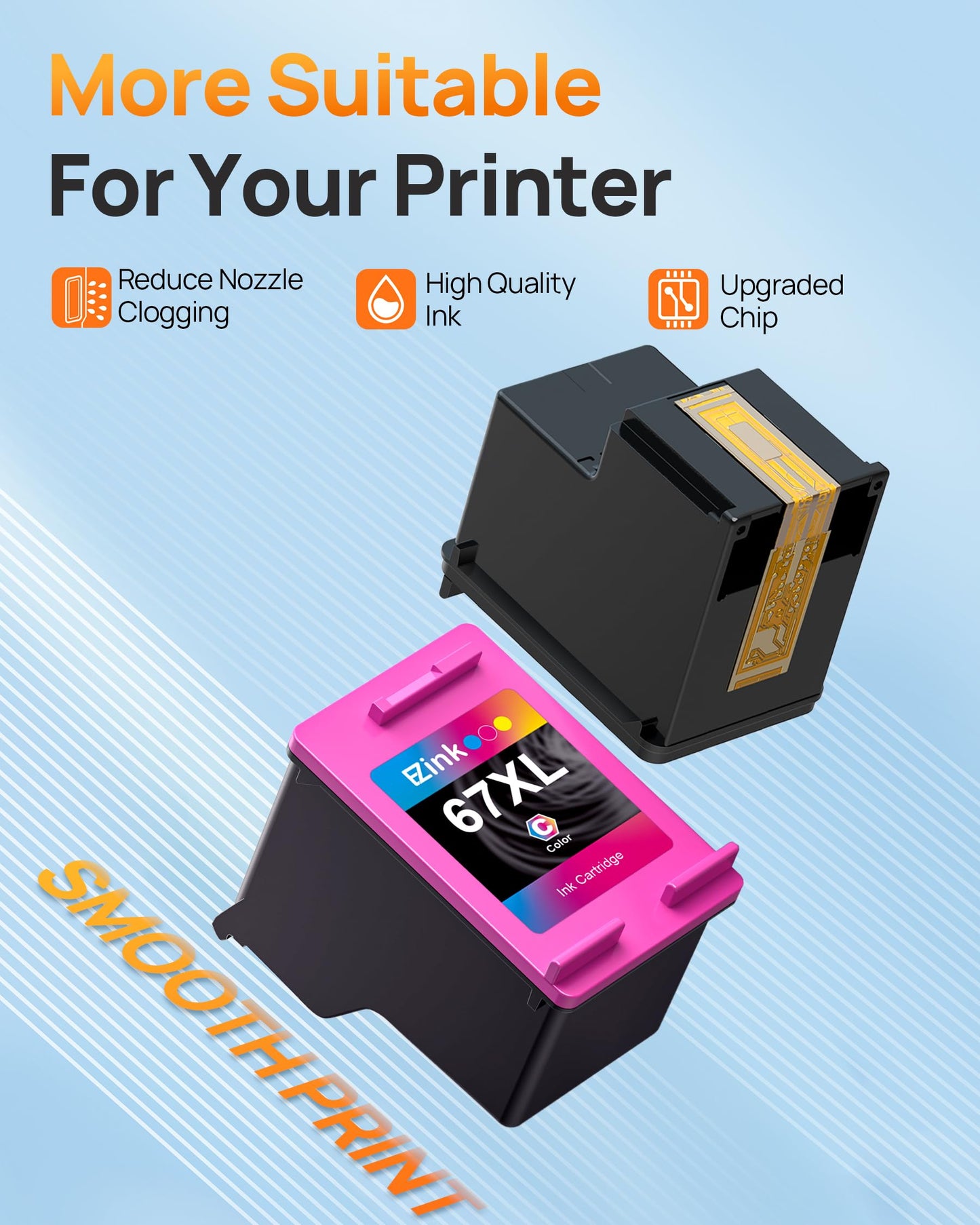 E-Z Ink 67XL Printer Ink Remanufactured for Ink 67 67XL Ink Cartridges Black Color Combo Pack for DeskJet 2700 2755e Printer