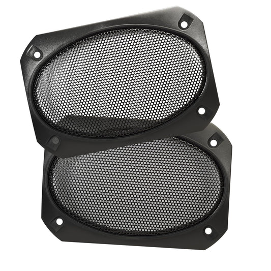 Speaker Grill Cover, 4 x 6 Inches, Black Satin A.B.S. Finish with Metal Mesh, Pair
