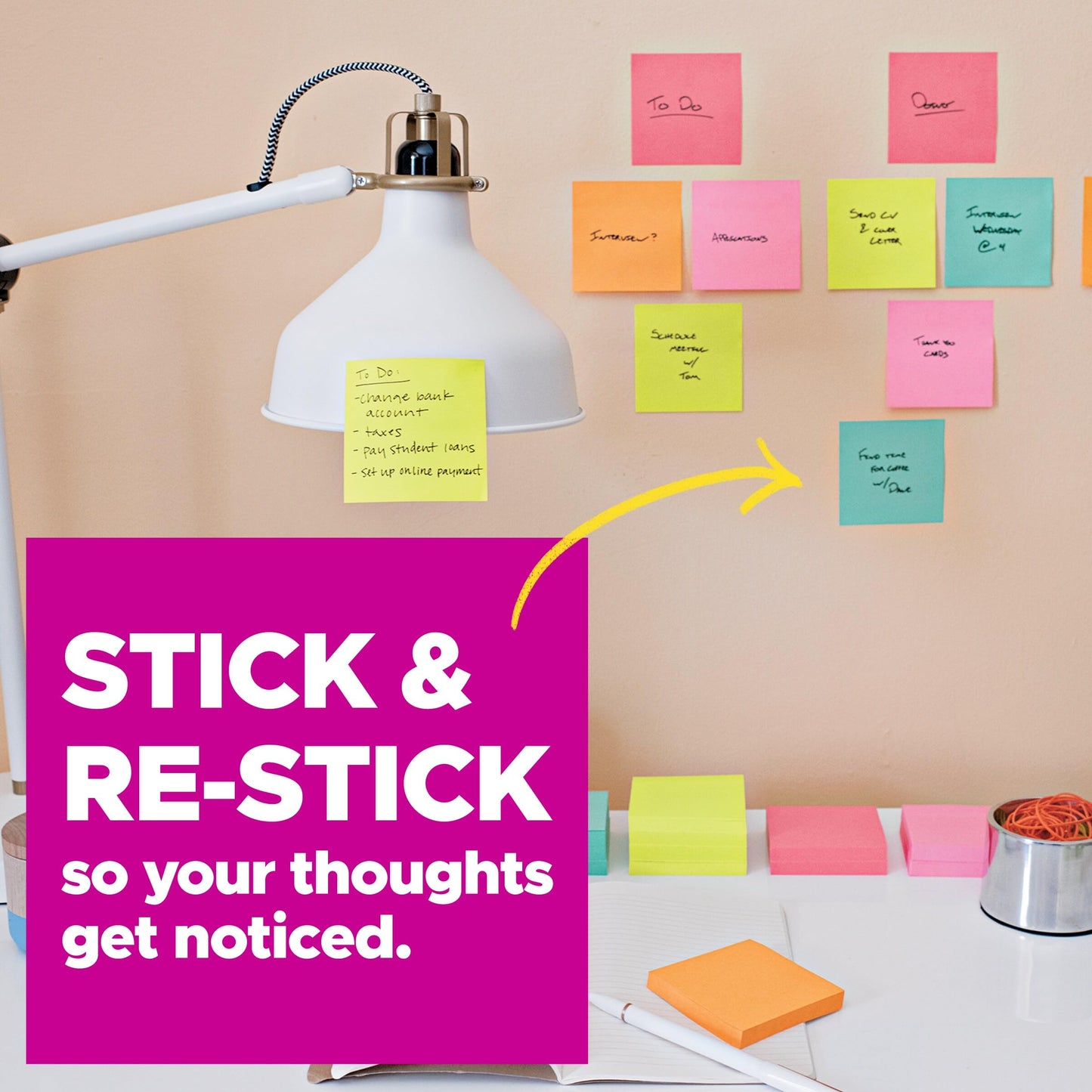 Post-it Super Sticky Notes, 3 x 3 in, Assorted Brights, 15 Pads