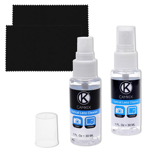 Camkix Lens and Screen Cleaning Kit - 2X Cleaning Spray 2X Microfiber Cloth - Perfect to Clean The Lens of Your DSLR and Compatible with Your Camera