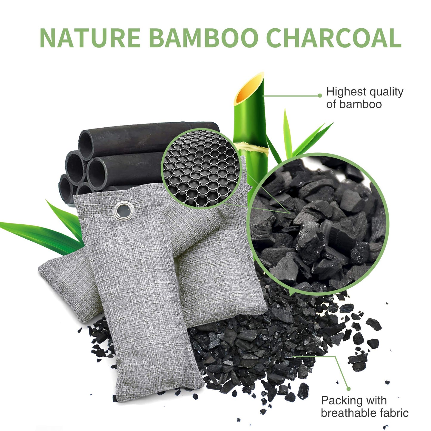 Bamboo Charcoal Air Purifying Bag,Activated Charcoal Odor Absorber for Shoe