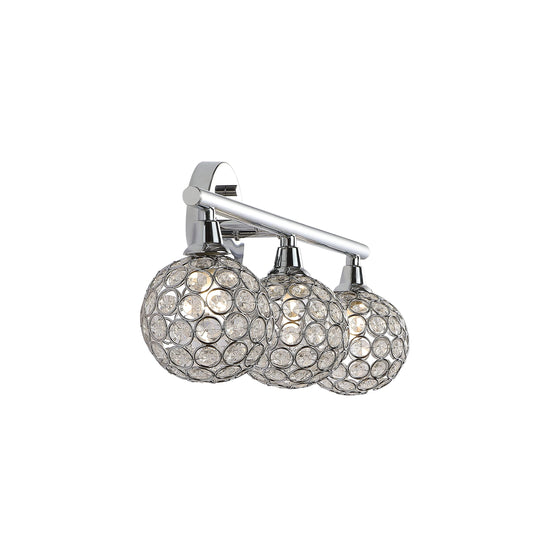 JONATHAN Y 23" Chrome Maeve Modern Glam LED Vanity Light Sconce for Bathroom, Clear Crystal Globe Shade, Art Deco Wall Light for Hallway Entryway