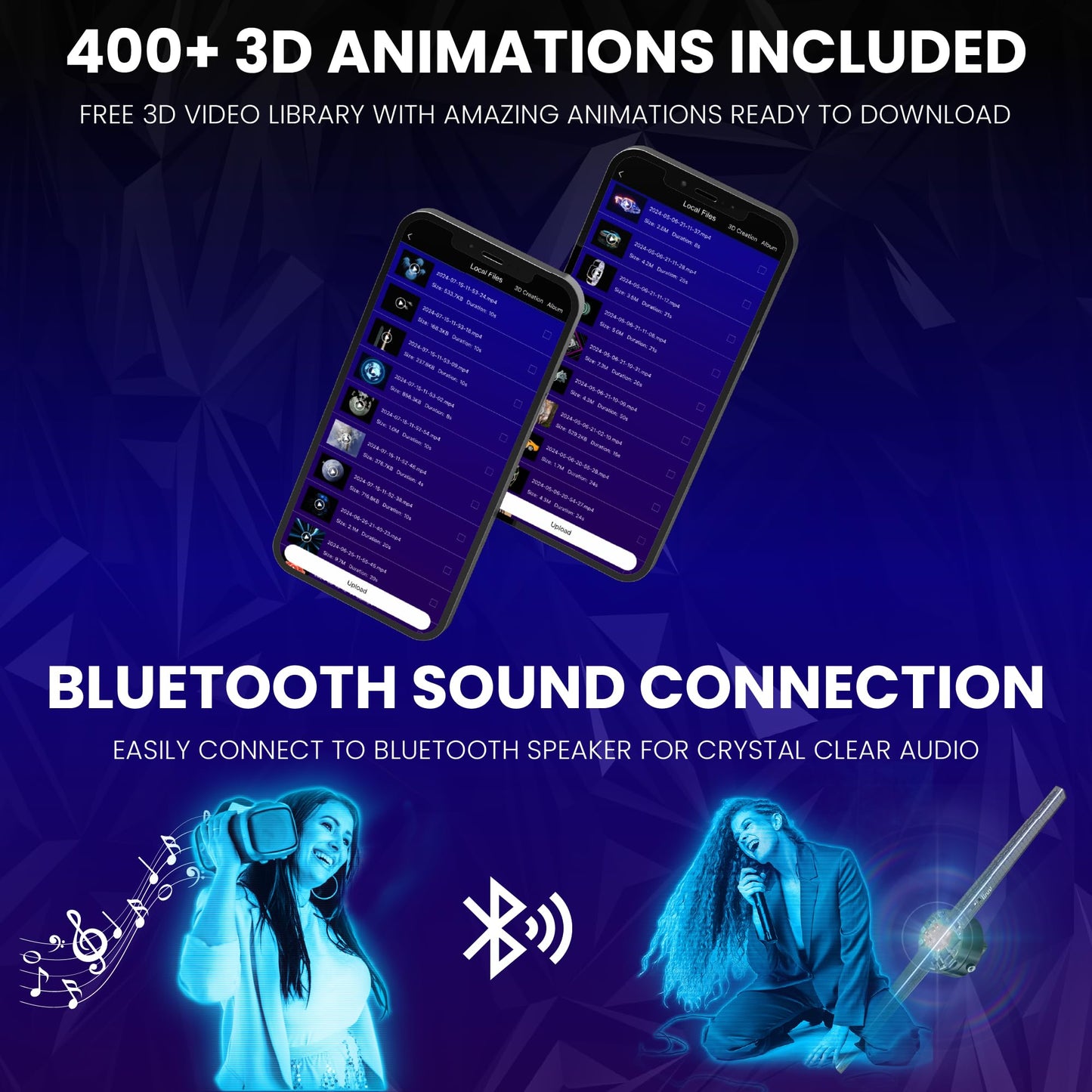 LUMINA 12.5" 3D Holographic Fan, Hologram Fan with 3D Video Projector Display, IOS/Android Wi-Fi App Control, 1024x256px HD Resolution, Bluetooth