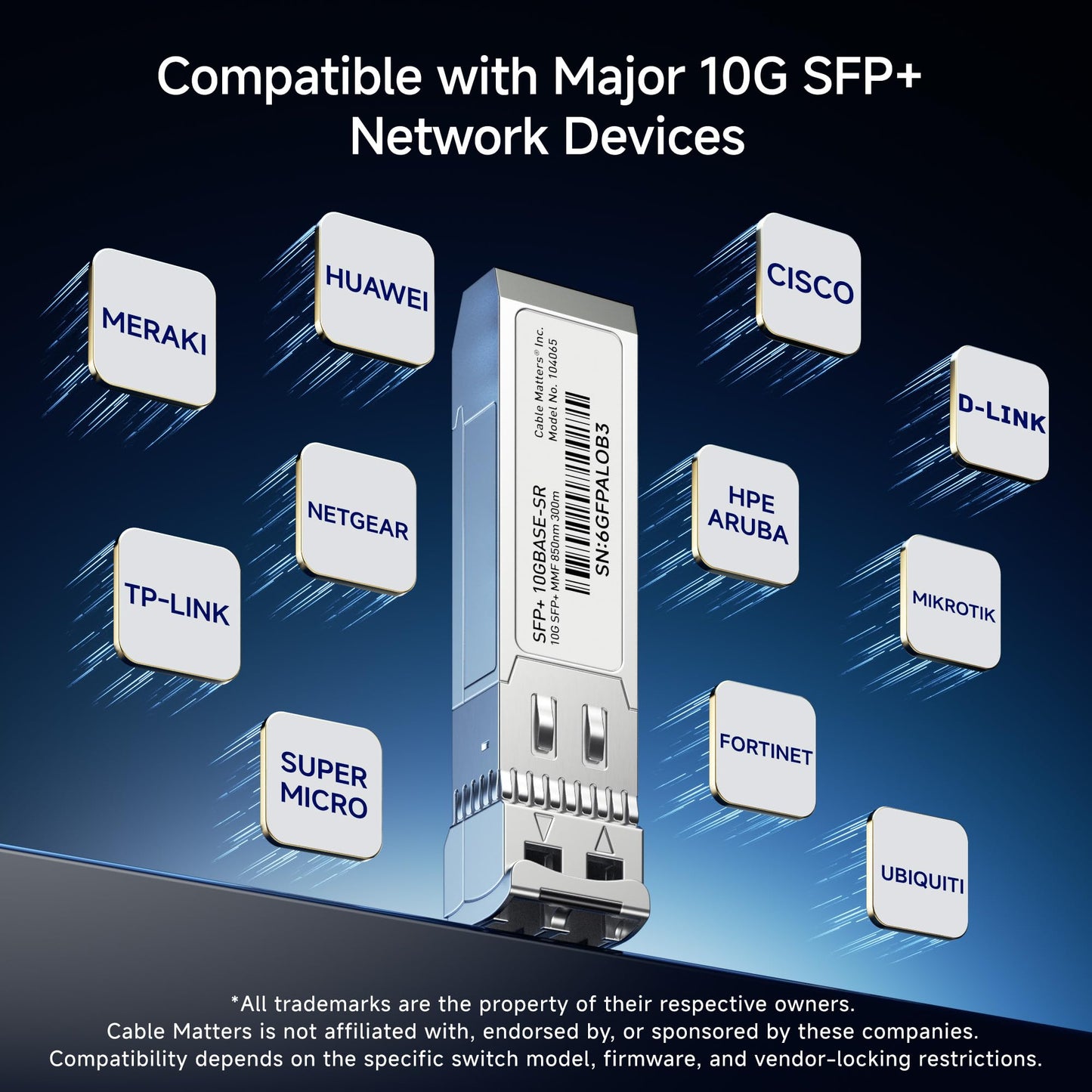 Cable Matters 2-Pack 10GBASE-SR SFP+ LC Fiber Transceiver, up to 300m