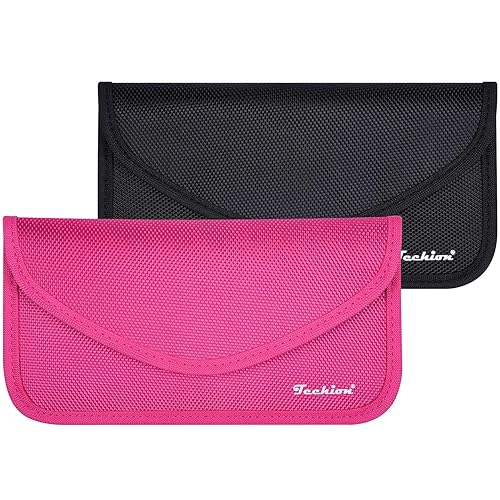 Techion Signal Blocking Bag, 2 Pack RFID Faraday Bag Shield Pouch Cage Box Wallet Case for Cell Phone and Car Key FOB, Privacy Protection