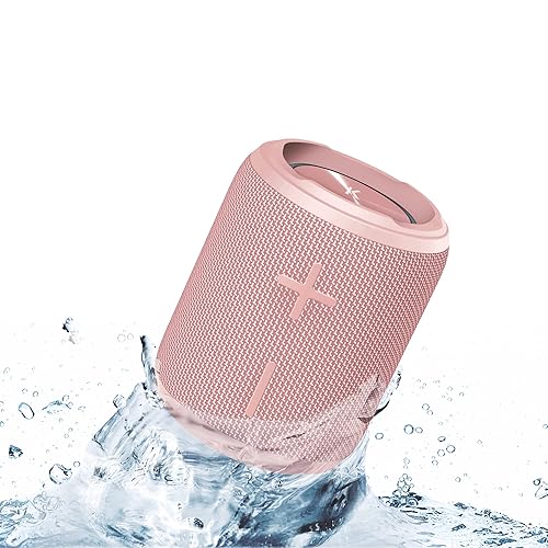 KOVE Mini Commuter 2 Portable Speaker - Pink Bluetooth Speakers, Wireless with HD Louder Volume, Deep Bass Subwoofer, Microphone, IPX7 Water Resistant