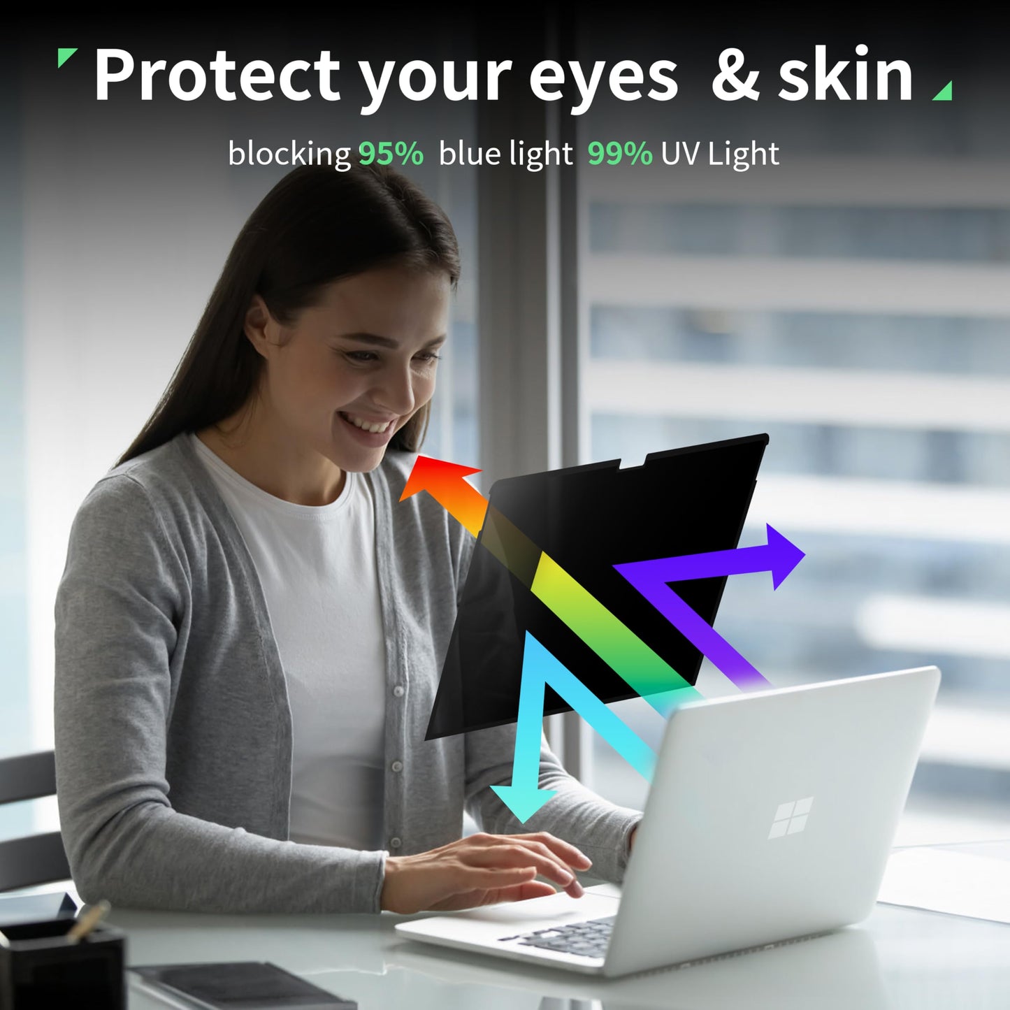 Mao Yeye Nano 15 Inch Privacy Screen for Microsoft Surface Laptop 6/5/4/3/2/1, Removable Film Anti-Spy Filter Black Security Protector, Anti Glare