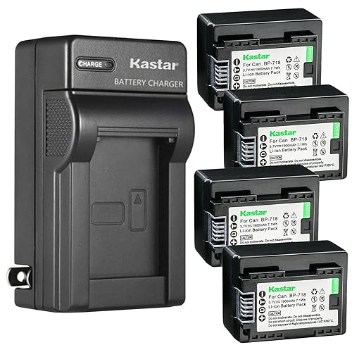 Kastar 4 Pack BP-718 BP718 Battery and AC Wall Charger Compatible with Canon VIXIA HF R50 HFR50, VIXIA HF R52 HFR52, VIXIA HF R60 HFR60, VIXIA HF R62