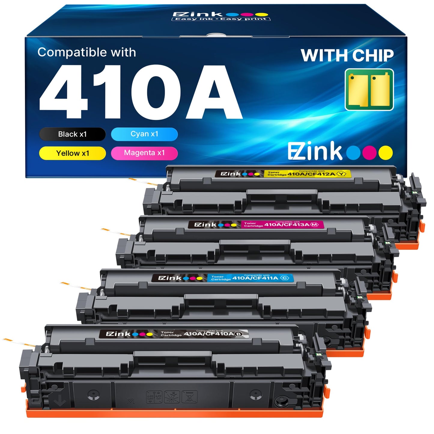 E-Z Ink 410A Toner Cartridge High Yield Replacement for HP 410A CF410A 410X CF411A CF412A CF413A for HP Color LaserJet Pro MFP M477fnw Toner M477fdw