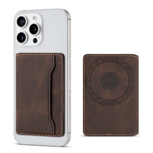 maogoam Magnetic Leather Bifold Wallet Compatible With MagSafe, Ultra Slim Stronger Magnetic Cards Holder for iPhone, Fit 4 Cards, RFID Blocking, Dark
