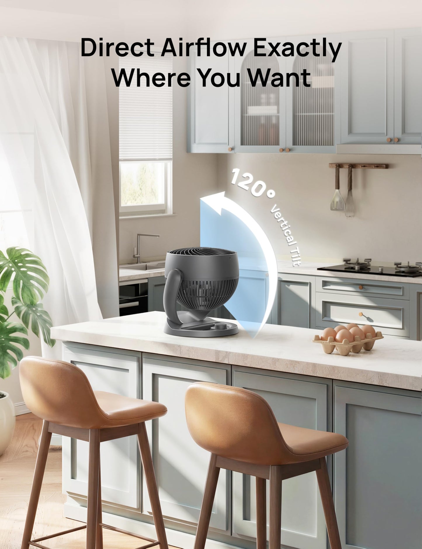 DREO Desk Fan, 12-Inch Air Circulator Fan for Bedroom, 70ft Powerful Airflow, 120° Tilt Adjustment, 25dB Ultra-Quiet, 3 Speeds Small Table Fan