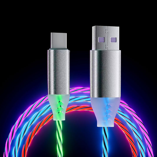 ULIKTO 6.6ft/2m USB Cable 3A Type C Led Light Up Charging Cord 7 Colors RGB Gradual Changing Shining QC3.0 Fast Phone Charger Cord for Galaxy