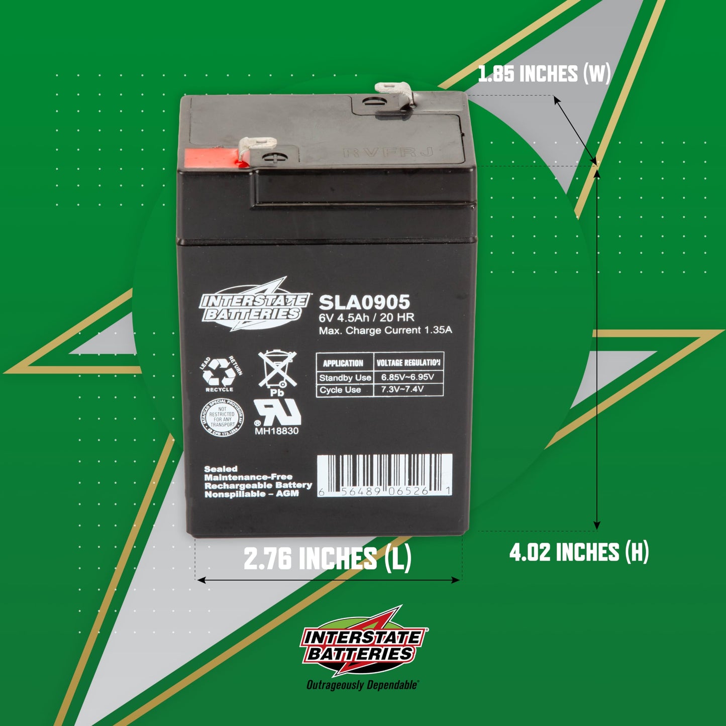 Interstate Batteries 6V 4.5Ah Battery (F1 Terminal) SLA AGM VRLA Rechargeable Replacement for Blood Pressure Monitors, Oxygen & Pulse Meters, Deer…