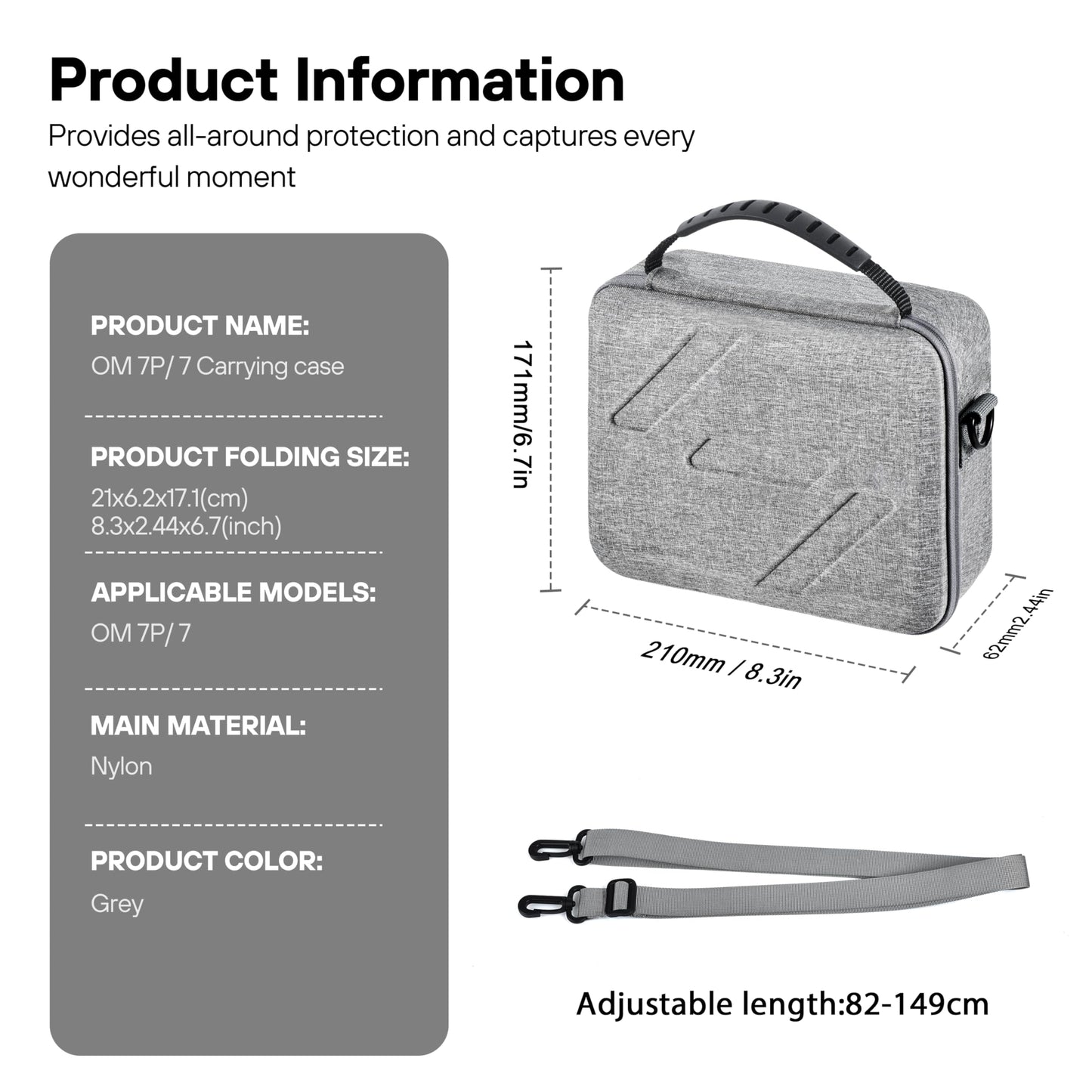 Tomat Osmo Mobile 7P Case,Nylon Portable Shoulder Bag Storage for DJI Osmo Mobile 7 Pro/7 Gimbal Stabilizer Accessories