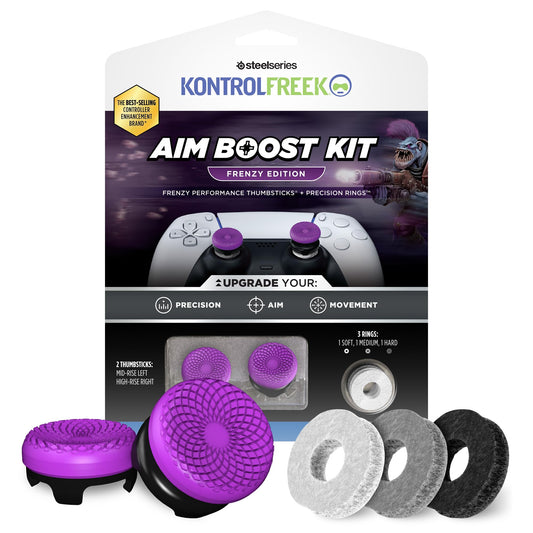 KontrolFreek Aim Boost Kit for PlayStation 5 (PS5) and PlayStation 4 (PS4) Controller | Includes Performance Thumbsticks and Precision Rings | Frenzy