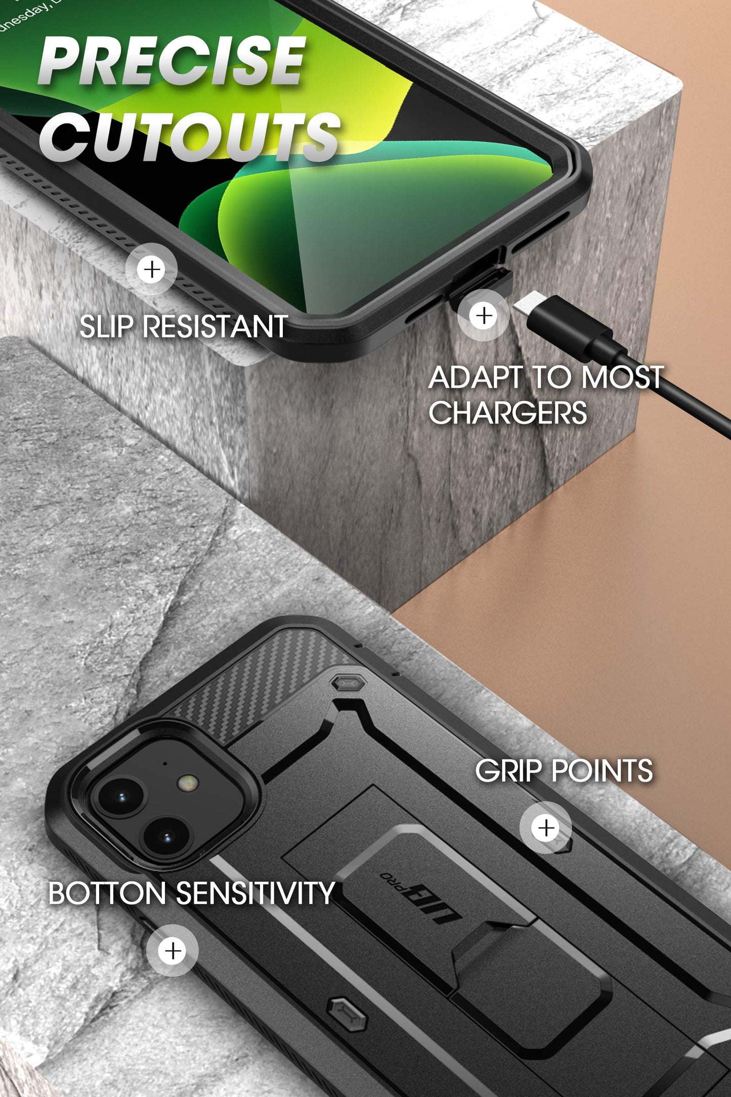 SUPCASE for iPhone 11 Case with Screen Protector (Unicorn Beetle Pro), [Built-in Stand & Belt Clip] [Military-Grade Protection] Heavy Duty Full-Body