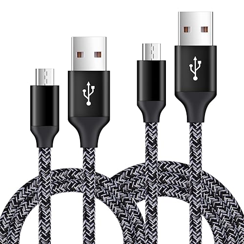Short Micro USB Cable 2-Pack, 1.6+3FT Phone Charger Power Cords Android Fast Charging Cables Compatible with Samsung Galaxy J7 S6 S7 Edge J3,Note 3 4