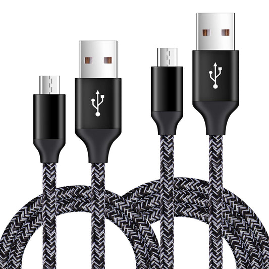 Short Micro USB Cable 2-Pack, 1.6+3FT Phone Charger Power Cords Android Fast Charging Cables Compatible with Samsung Galaxy J7 S6 S7 Edge J3,Note 3 4