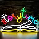 Storytime Neon Sign Book Neon Light for Kids Room Decor, Dimmable USB Powered Classroom Lights for Children Bedroom, Bookshelf, Reading Corner Décor