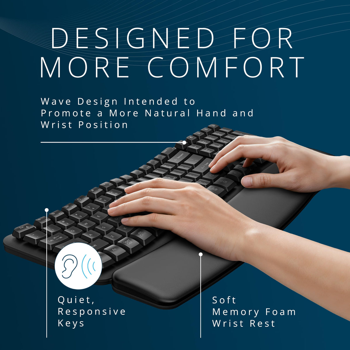 Kensington Pro Fit™ Ergo KB620-RC Wireless Rechargeable EQ Keyboard (K72487NA)