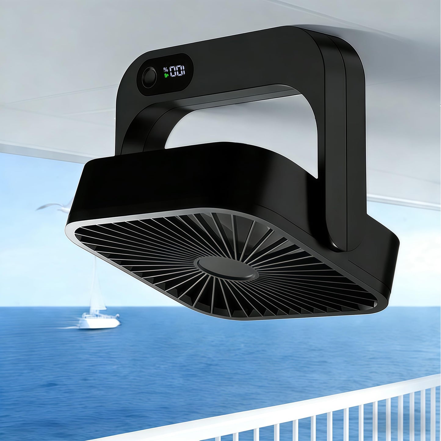 HYTWEDO Magnetic Cruise Approved Fan, 5000mAh Ultra-Slim Travel Fan Rechargeable, 5 Speeds, 270° Adjustable Portable Fan, Magnetically Sticks on Ship