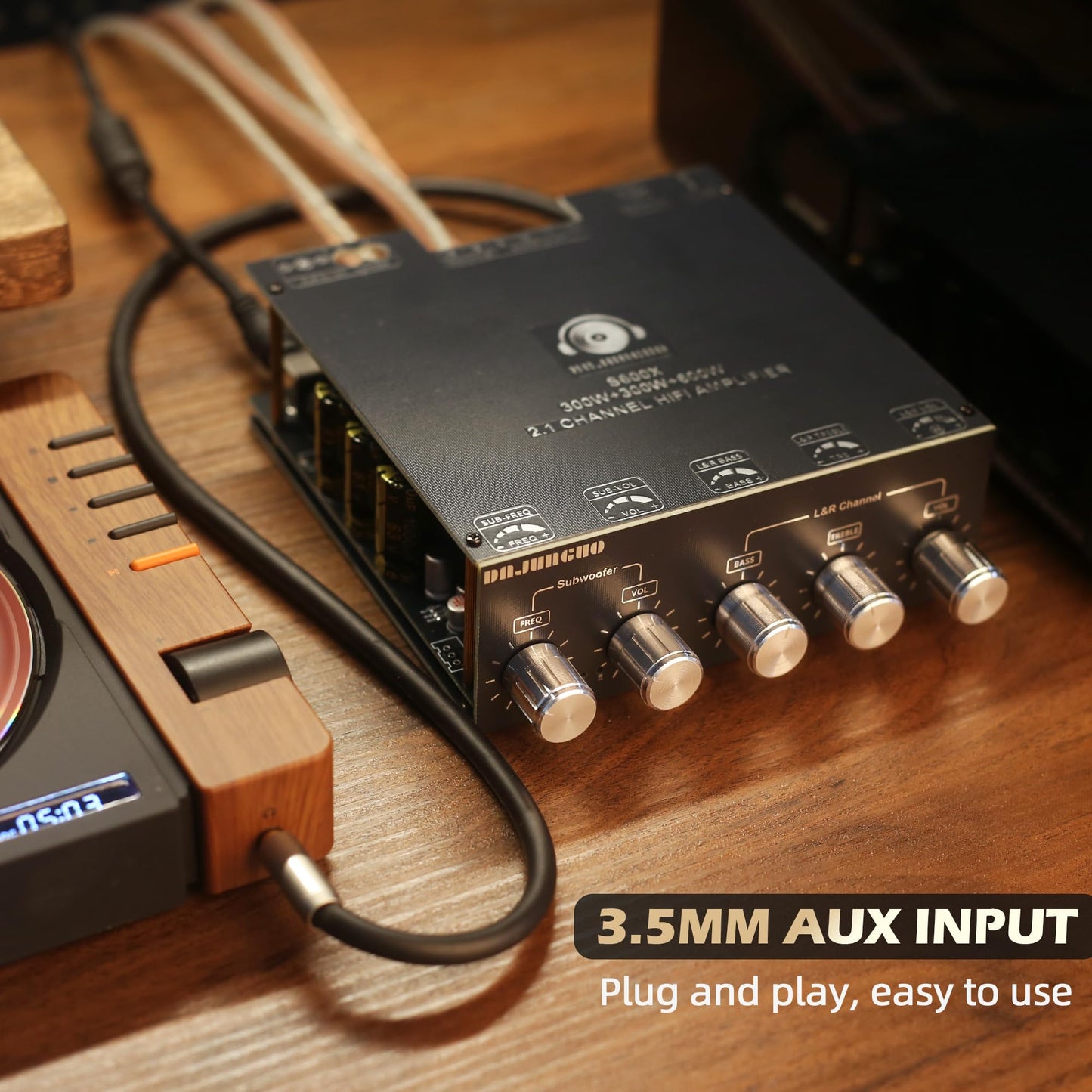 S600X 2.1 Channel Bluetooth Amplifier Board, Dual TPA3255 300W×2 + 600W Subwoofer Output, DC 19-51V Class D Audio Amp with AUX/USB/USB Sound Card