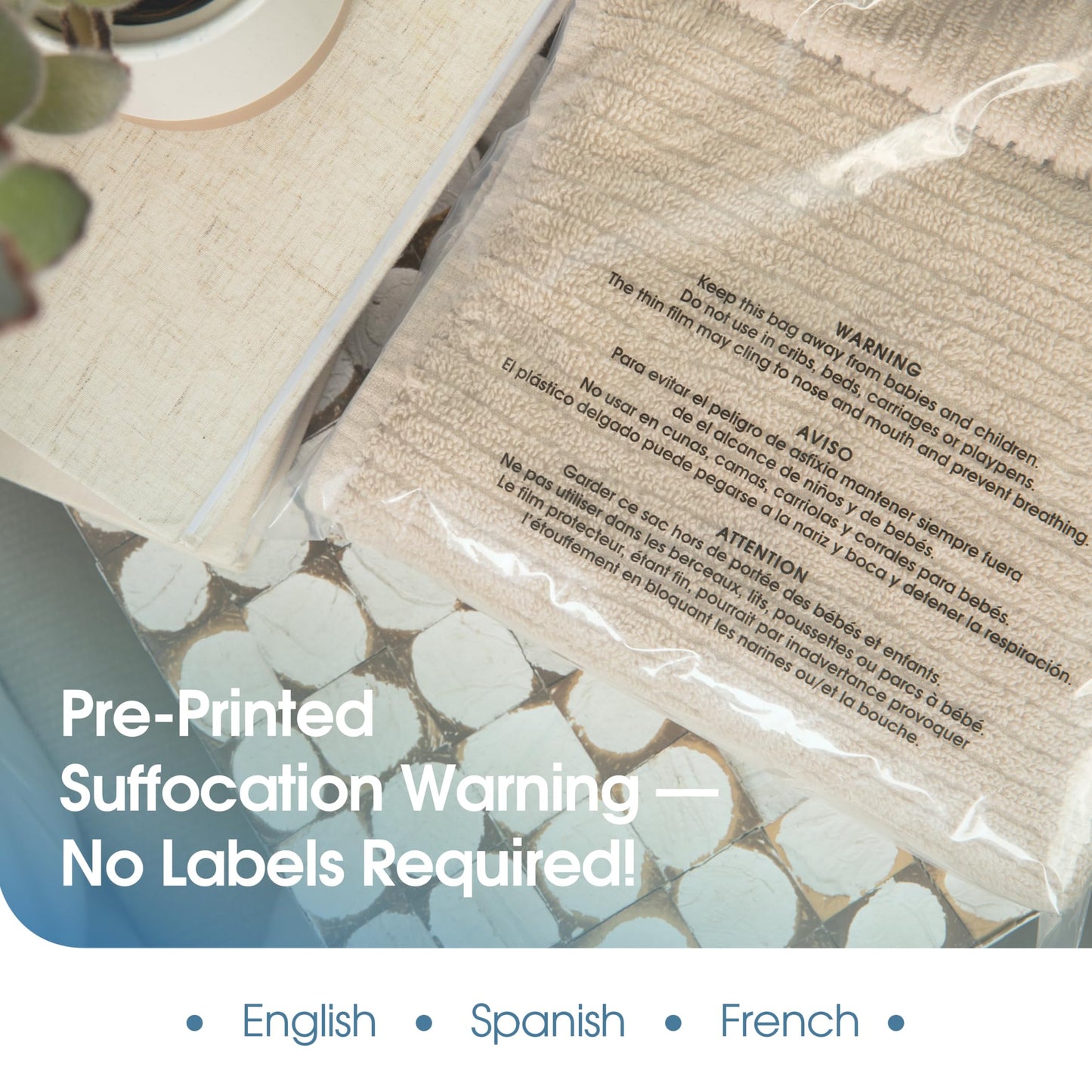 11" X 14" (1000 Count) Self Seal Clear Poly Bags with Suffocation Warning