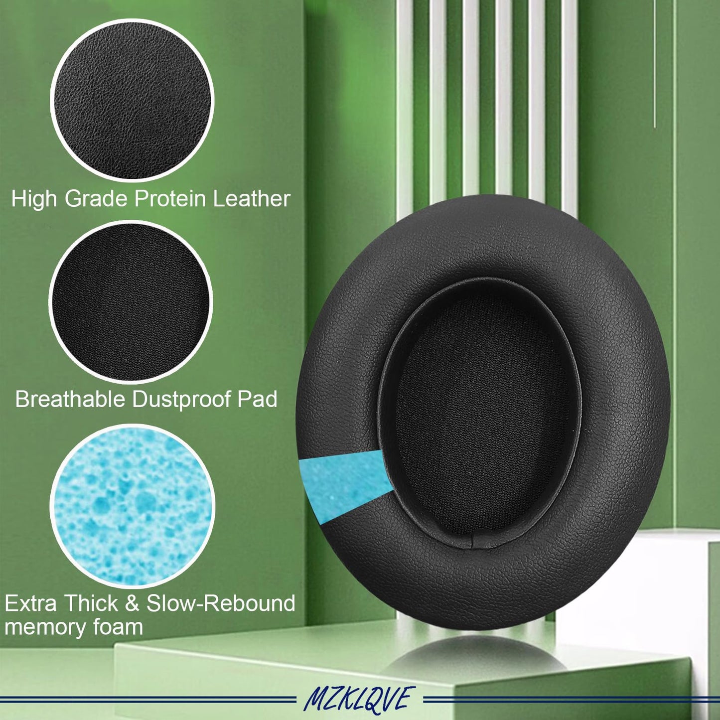 Studio 3 Ear Pads - Replacement Earpads for Beats Studio3 & Studio 2 Headphones (Black)