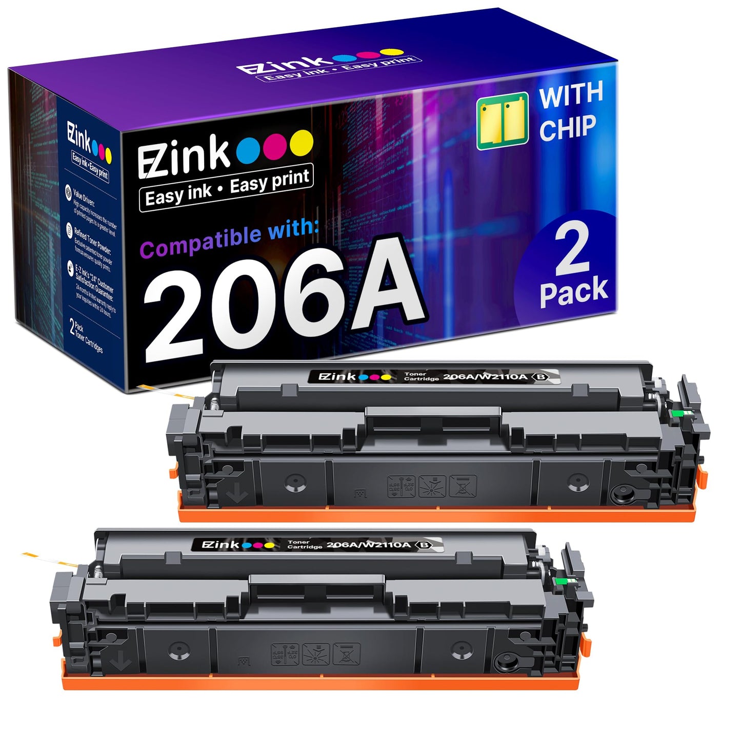 206A Black Toner Cartridges 2 Pack for HP M255dw M283fdw M283cdw