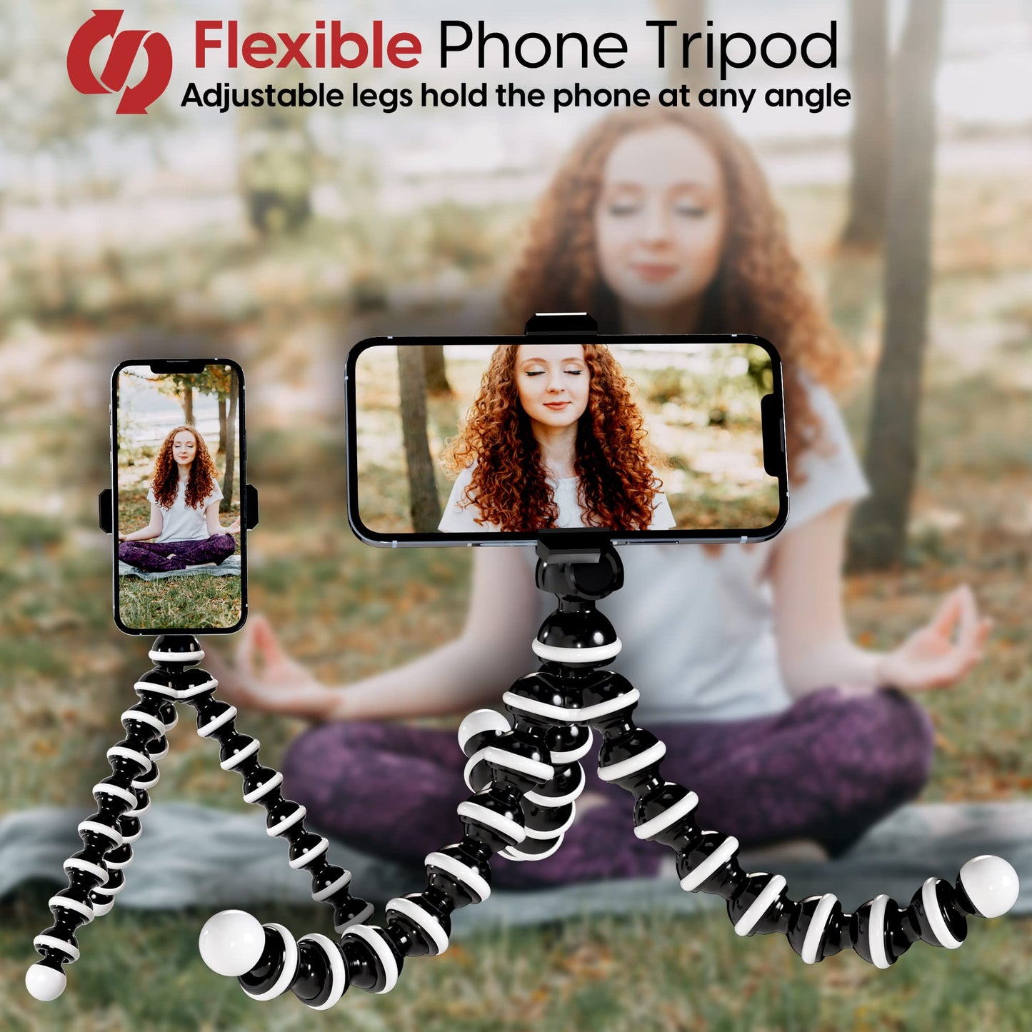 TALK WORKS Flexible Tripod for iPhone, Android, Camera - Bendable Legs, Adjustable Stand Holder with Mini Wireless Remote for Selfies, Vlogging